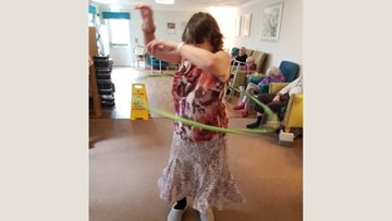 Treharris care home Residents take part in hula arts and crafts